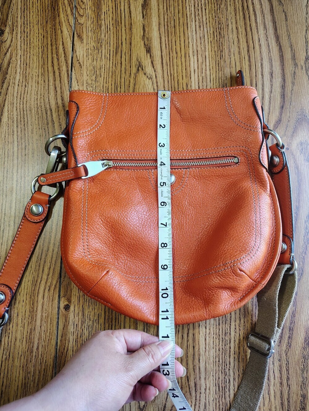 B.Makowsky Orange Genuine Leather Crossbody Bag and Animal Print Multi Pockets. - Picture 9 of 15